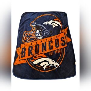Denver Broncos NFL Plush Throw Blanket 46x60 Navy Orange Est 1960 Football Cozy